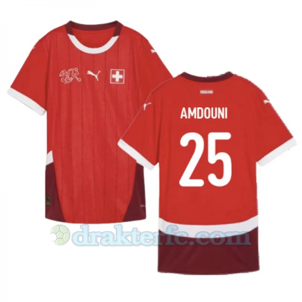 Amdouni #25 Sveits Fotballdrakter EM 2024 Hjemmedrakt Mann
