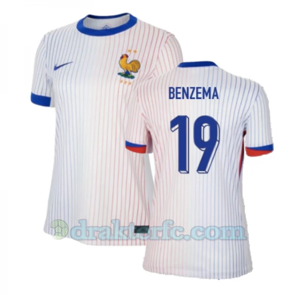 Dame Karim Benzema #19 Frankrike Fotballdrakter EM 2024 Bortedrakt