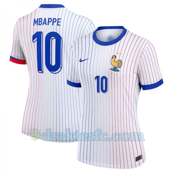Dame Kylian Mbappé #10 Frankrike Fotballdrakter EM 2024 Bortedrakt
