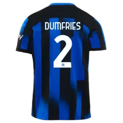 Inter Milan Dumfries #2 Fotballdrakter 2023-24 Hjemmedrakt Mann