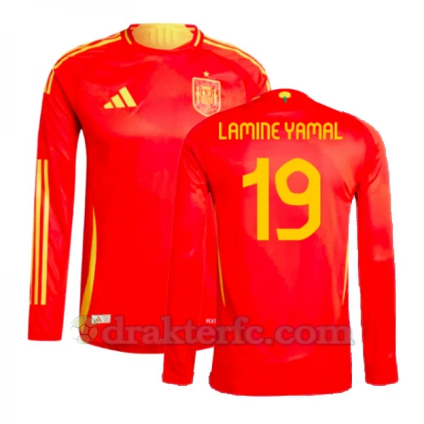 Lamine Yamal #19 Spania Fotballdrakter EM 2024 Hjemmedrakt Mann Langermet