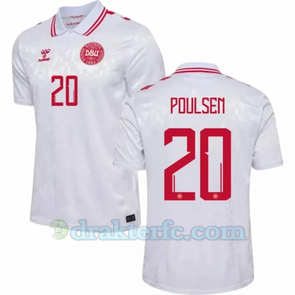 Poulsen #20 Danmark Fotballdrakter EM 2024 Bortedrakt Mann