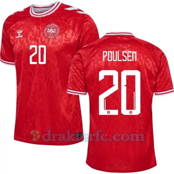 Poulsen #20 Danmark Fotballdrakter EM 2024 Hjemmedrakt Mann